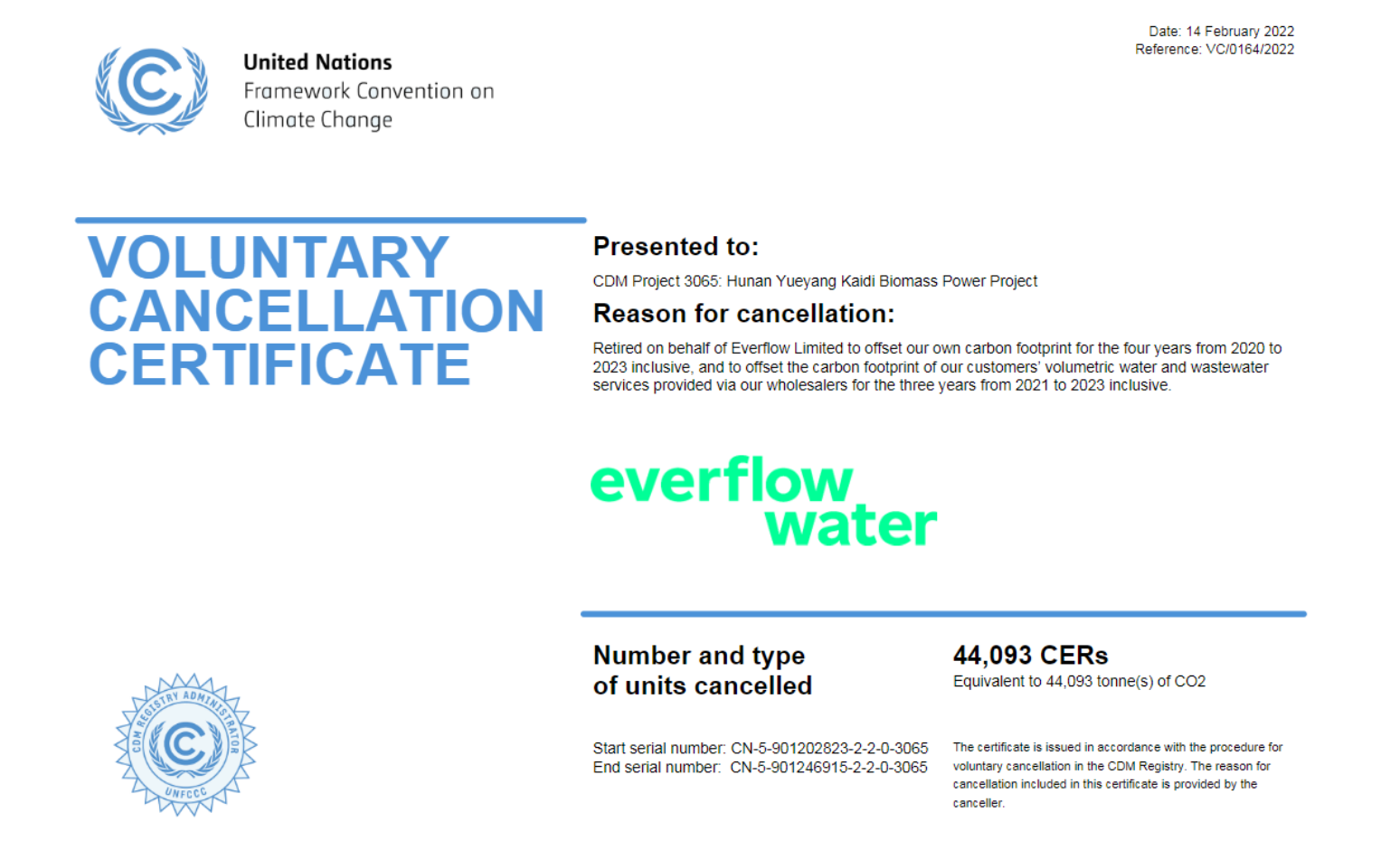 Voluntary Cancellation Certificate 