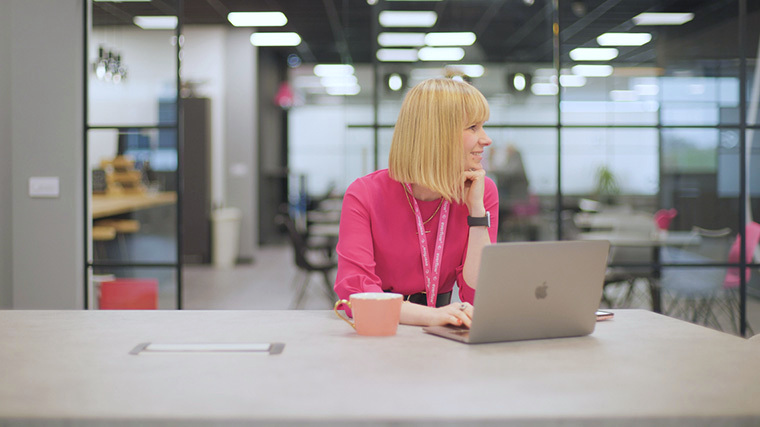 Everflow staff member in the offices